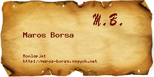 Maros Borsa névjegykártya